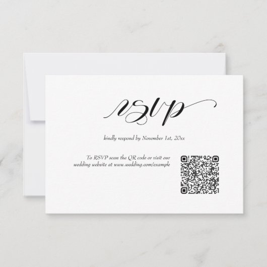 Elegante kalligrafie bruiloft QR-code RSVP-kaart RSVP Kaartje (Voorkant)