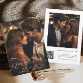 Elegante kalligrafie bruiloft QR-code Save The Date
