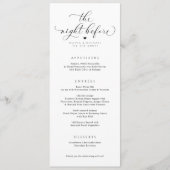 Elegante kalligrafie bruiloft repetitie diner menu (Voorkant)