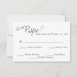 Elegante kalligrafie bruiloft RSVP kaartje