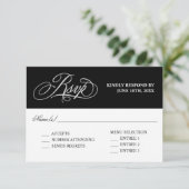 Elegante Kalligrafie Bruiloft RSVP met Entree (Staand voorkant)