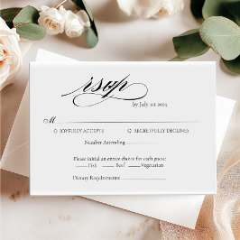 Elegante kalligrafie Bruiloft RSVP minimalistische Kaart
