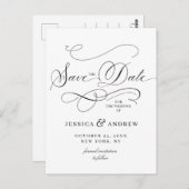 Elegante Kalligrafie Bruiloft Save the Date Briefk Briefkaart (Voorkant / Achterkant)