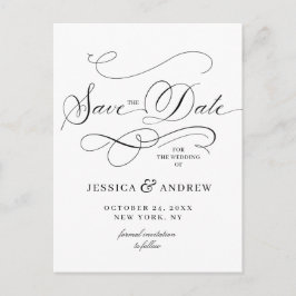 Elegante Kalligrafie Bruiloft Save the Date Briefk Briefkaart