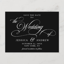 Elegante Kalligrafie Bruiloft Save the Date Briefk Briefkaart