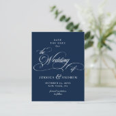 Elegante Kalligrafie Bruiloft Save the Date Briefk Briefkaart (Staand voorkant)