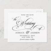 Elegante Kalligrafie Bruiloft Save the Date Briefk Briefkaart (Voorkant / Achterkant)
