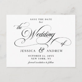 Elegante Kalligrafie Bruiloft Save the Date Briefk Briefkaart