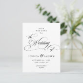 Elegante Kalligrafie Bruiloft Save the Date Briefk Briefkaart (Staand voorkant)