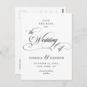 Elegante Kalligrafie Bruiloft Save the Date Briefk Briefkaart (Voorkant / Achterkant)