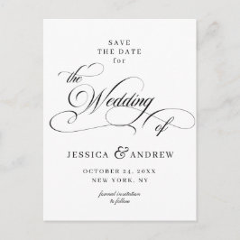 Elegante Kalligrafie Bruiloft Save the Date Briefk Briefkaart