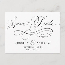 Elegante Kalligrafie Bruiloft Save the Date Briefk Briefkaart