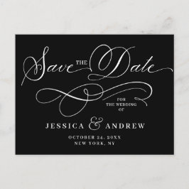 Elegante Kalligrafie Bruiloft Save the Date Briefk Briefkaart