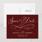 Elegante Kalligrafie Bruiloft Save the Date Briefk Briefkaart (Voorkant / Achterkant)
