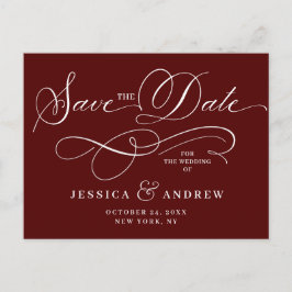 Elegante Kalligrafie Bruiloft Save the Date Briefk Briefkaart