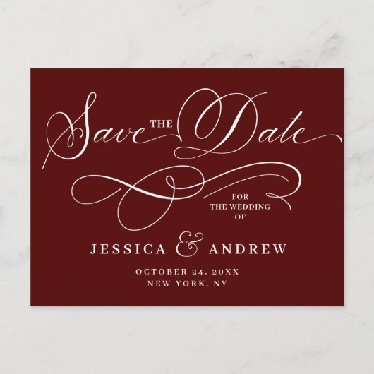 Elegante Kalligrafie Bruiloft Save the Date Briefk Briefkaart (Voorkant)