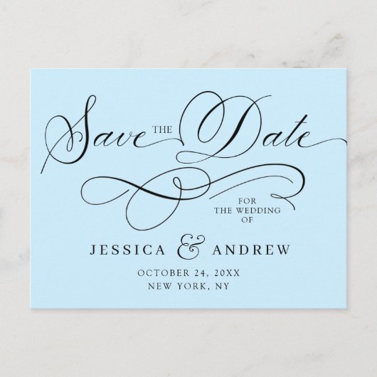 Elegante Kalligrafie Bruiloft Save the Date Briefk Briefkaart (Voorkant)