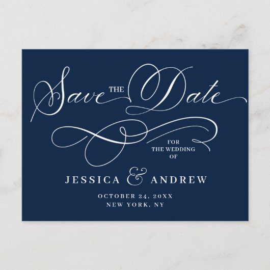 Elegante Kalligrafie Bruiloft Save the Date Briefk Briefkaart (Voorkant)