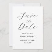 Elegante kalligrafie bruiloft save the date kaart (Voorkant)