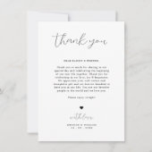 Elegante kalligrafie bruiloft tafel dank u opmerki bedankkaart (Voorkant)