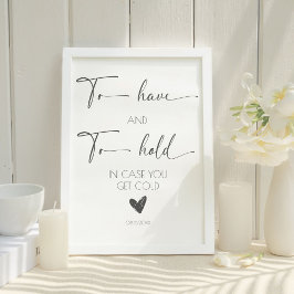 Elegante kalligrafie bruiloft te hebben en te houd reclamebord met voetstuk