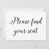 Elegante kalligrafie bruiloft vindt u uw plaats kaart (Voorkant)