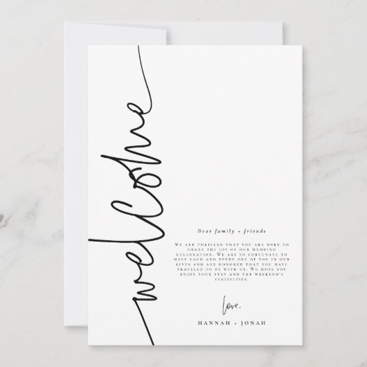 Elegante kalligrafie | Bruiloft Welkomsttas kaart (Voorkant)