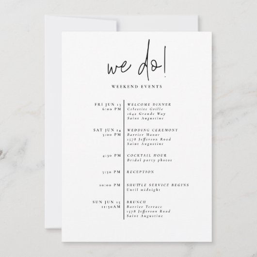 Elegante kalligrafie | Bruiloft Welkomsttas kaart (Achterkant)