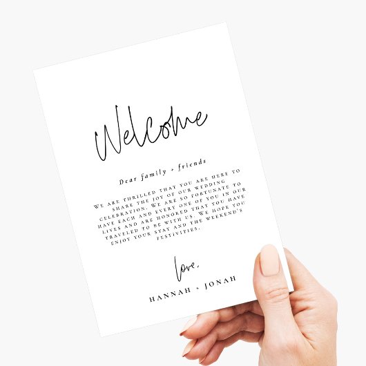 Elegante kalligrafie | Bruiloft Welkomsttas kaart