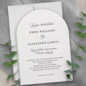 Elegante kalligrafie bruiloft zwart wit boog kaart