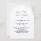 Elegante kalligrafie bruiloft zwart wit boog kaart (Voorkant)