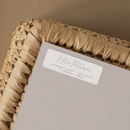 Elegante kalligrafie bruin & crème retouradres etiket