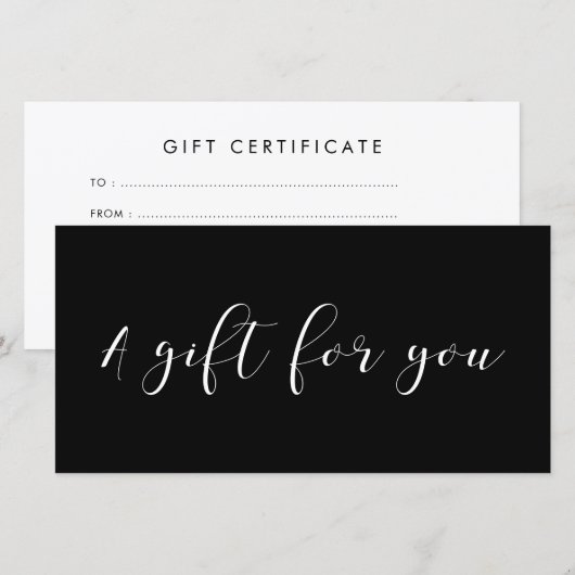 Elegante kalligrafie cadeaubon (Voorkant / Achterkant)