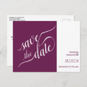 Elegante kalligrafie Cassis Wedding Save the Date Aankondigingskaart (Voorkant / Achterkant)
