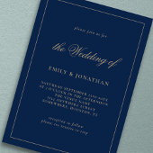 Elegante kalligrafie champagnetoon goud marineblau kaart