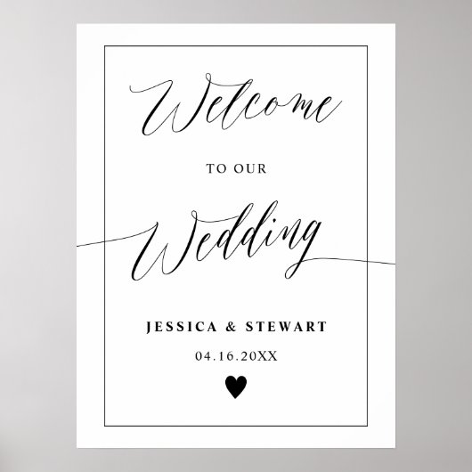 Elegante kalligrafie chic script bruiloft welkom poster (Voorkant)