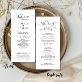 Elegante kalligrafie chique script bruiloft ceremo programmakaart