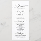 Elegante kalligrafie chique script bruiloft ceremo programmakaart (Voorkant)