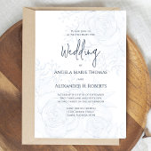 Elegante kalligrafie Classic Blauw Bloemen Eenvoud Kaart