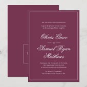 Elegante kalligrafie Classic Bourgogne bruiloft Kaart (Voorkant / Achterkant)