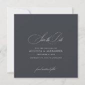 Elegante kalligrafie Classic Chic Donker Grijs Save The Date (Voorkant)