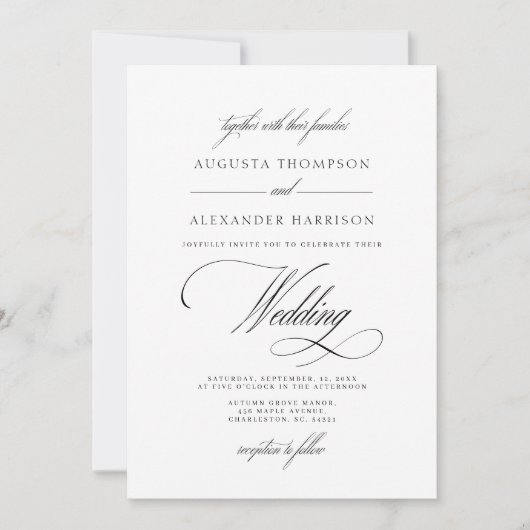 Elegante  kalligrafie Classy Bruiloft Kaart (Voorkant)