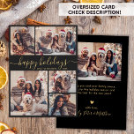 Elegante kalligrafie collage Kerstmis gelukkig Feestdagenkaart<br><div class="desc">Prettige feestdagen Elegant Minimal Modern Elegant Kalligrafie Zwart en Goud 5 Fotocollage "^" Script Kerstvakantie Kaart. LET OP, DEZE KAARTEN VAN 6, 5" X 8, 75" GROOTTE ZIJN GROTER DAN GEMIDDELD, VANWEGE DE GROTERE KAART GROOTTE, IS HET BIJNA ZEKER DAT DE VERZENDKOSTEN HOGER ZULLEN ZIJN. ALS U DE VOORKEUR GEEFT...</div>