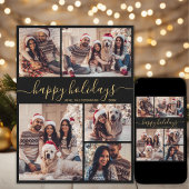 Elegante kalligrafie collage Kerstmis gelukkig Feestdagenkaart