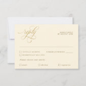 Elegante kalligrafie Cream Gouden Maaltijd Keuze RSVP Kaartje (Voorkant)