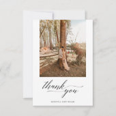 Elegante kalligrafie Custom 2 foto bruiloft Bedankkaart (Voorkant)