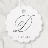 Elegante kalligrafie D monogram initiaal trouwfees Bedankjes Labels (Voorkant)