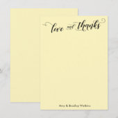 Elegante kalligrafie Dank u Bleek geel Bedankkaart (Voorkant / Achterkant)