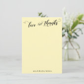 Elegante kalligrafie Dank u Bleek geel Bedankkaart (Staand voorkant)