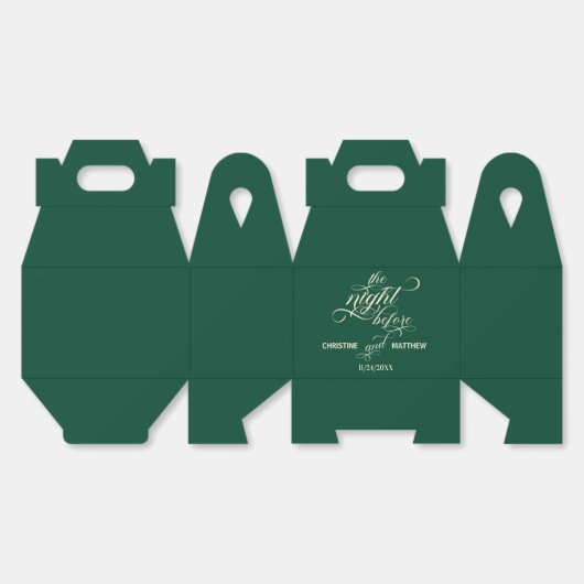 Elegante kalligrafie de avond voor de Blauwgroen b Bedankdoosjes (Ongevouwen)